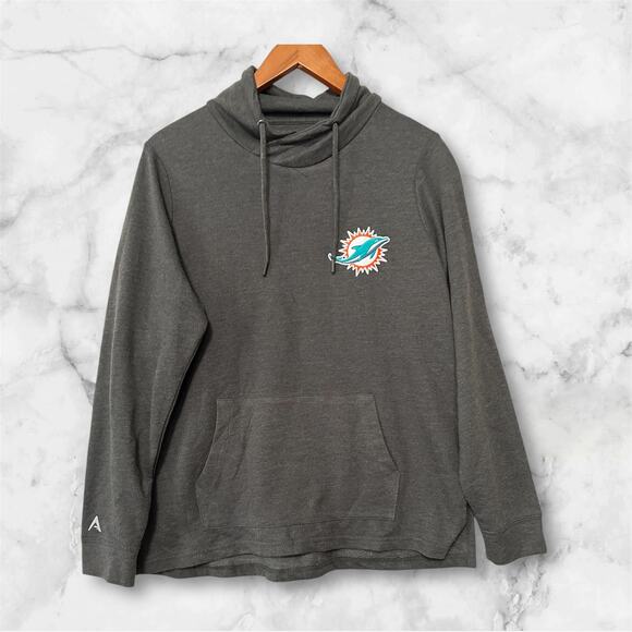 Miami Dolphins Antigua Gray Womens  Front Pocket Long Sleeve Sweatshirt Large - Picture 1 of 9